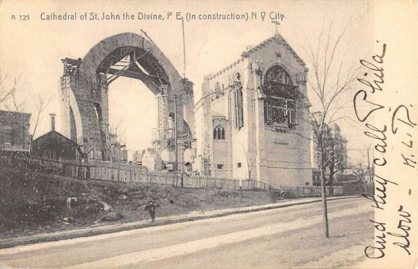 New York City Cathedral Of St John Divine Construction Antique Postcard K103263