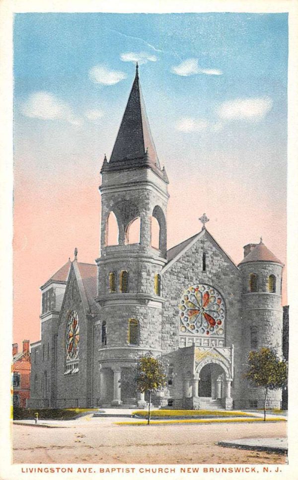 New Brunswick New Jersey Baptist Church Street View Antique Postcard K103336