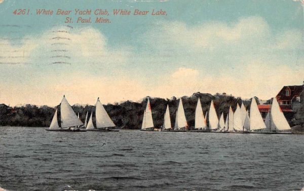 St Paul Minnesota White Bear Yacht Club Sail Boat Antique Postcard K103423