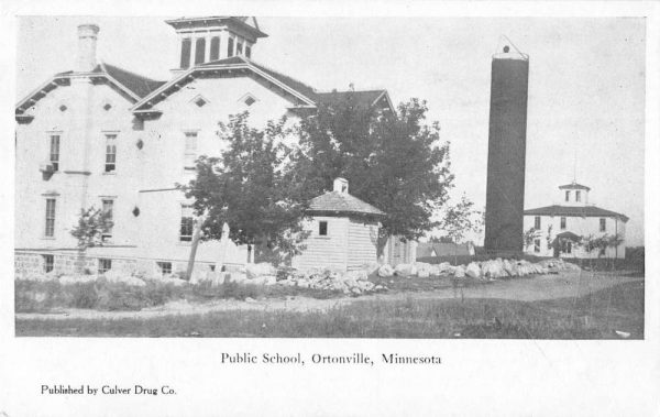 Ortonville Minnesota Public School Street View Antique Postcard K103440