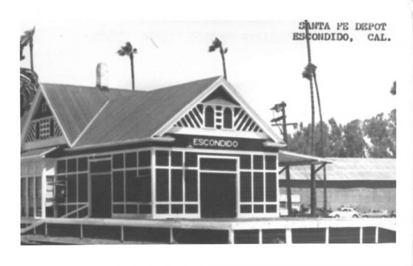 Escondido California Santa Fe Railroad Depot Real Photo Vintage Postcard K103511