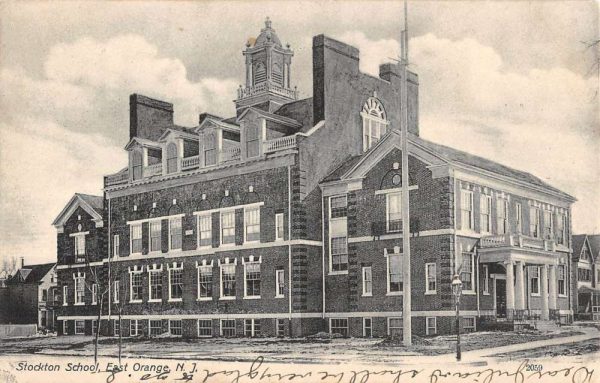 East Orange New Jersey Stockton School Street View Antique Postcard K103599