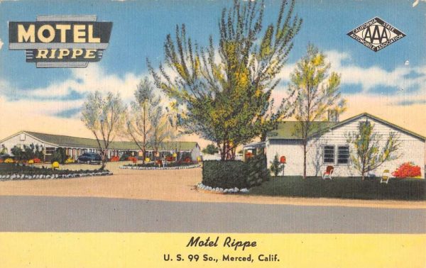 Merced California Motel Rippe Street View Antique Postcard K103644