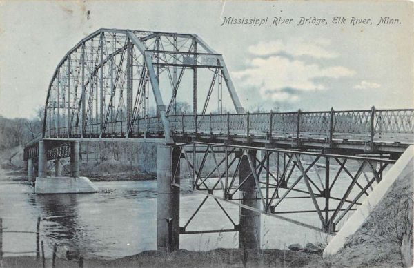 Elk River Minnesota Mississippi River Bridge Antique Postcard K103652