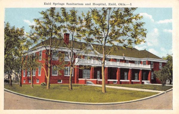 Enid Oklahoma Springs Sanitarium Hospital Antique Postcard K103658