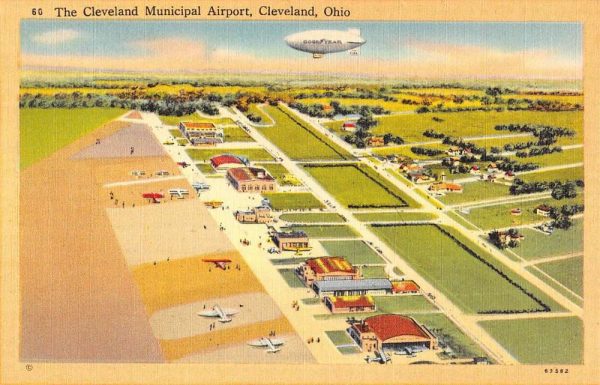 Cleveland Ohio Municipal Airport Dirigible Antique Postcard K103750