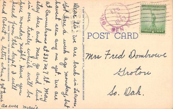 Winona Minnesota The Hot Fish Shop Exterior Linen Antique Postcard J78170 - Image 2