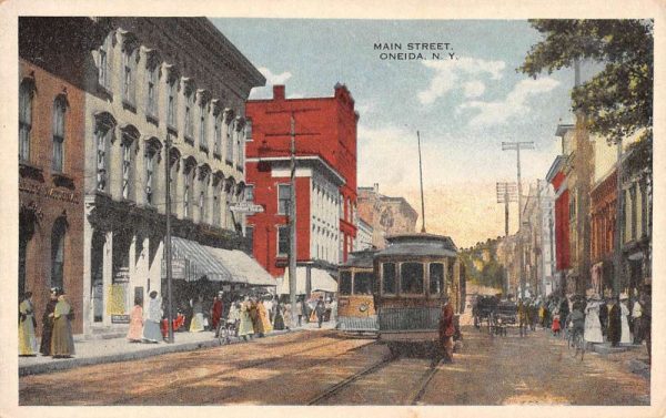 Oneida New York Main Street Scene Antique Postcard K101298