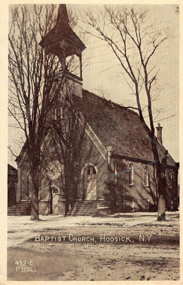 Hoosick New York Baptist Church Street View Antique Postcard K101329