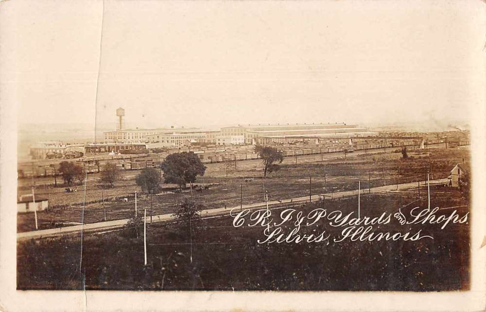 Silvis Illinois CRS and P Yards and Shops Real Photo Antique Postcard