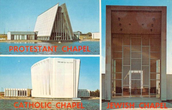 New York City JFK Airport Tri Faith Chapel Multiview Vintage Postcard K103905