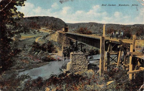 Mankato Minnesota Red Jacket Bridge Scenic View Antique Postcard K103966