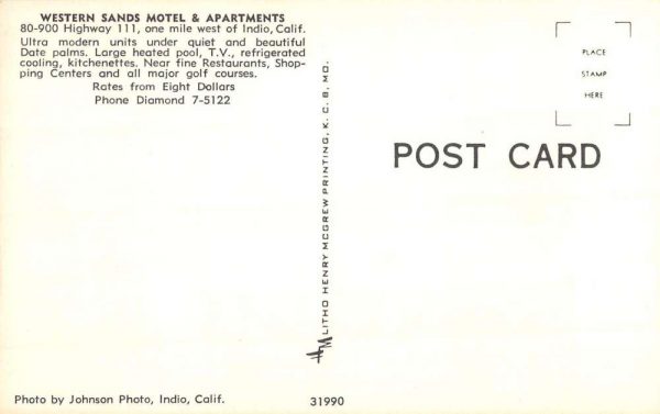 Indio California Western Sands Motel Multiview Vintage Postcard K103979 - Image 2