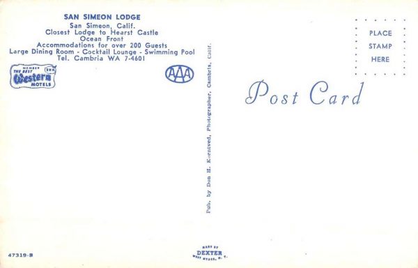 San Simeon California Lodge Multiview Vintage Postcard K103991 - Image 2