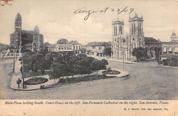 San Antonio Texas Main Plaza Historic Bldgs Antique Postcard K104066