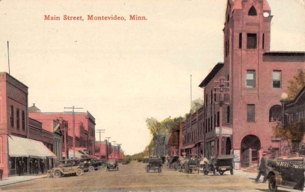 Montevideo Minnesota Main Street Scene Historic Bldgs Antique Postcard K104123