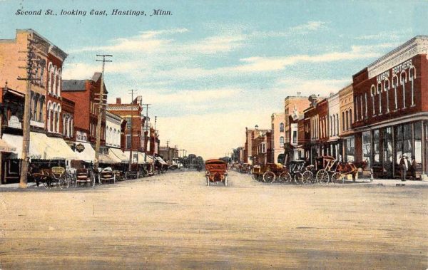 Hastings Minnesota Second Street Scene Historic Bldgs Antique Postcard K104128