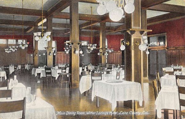 Lake County California Witter Springs Hotel Dining Antique Postcard K104222