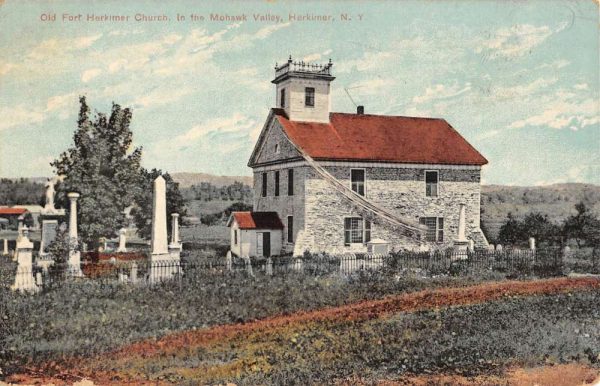 Herkimer New York Old Fort Church Street View Antique Postcard K104297