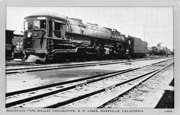 Roseville California SP Lines Mallet Locomotive Train Antique Postcard J79729