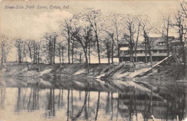 Eaton Indiana Riverside Park Scene Antique Postcard K104354