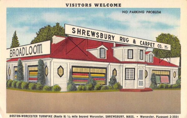 Shrewsbury Massachusetts Rug Carpet Co Street View Antique Postcard K104427