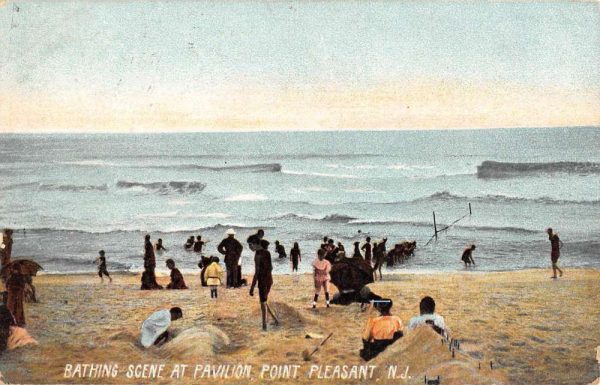 Point Pleasant New Jersey Pavilion Bathing Scene Antique Postcard K104429