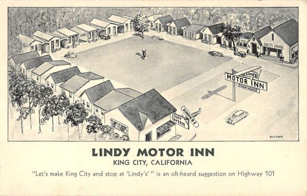 King City California Lindy Motor Inn Birdseye View Antique Postcard K104448