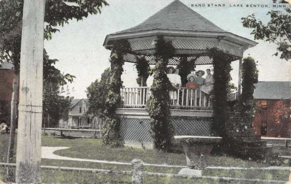 Lake Benton Minnesota Band Stand Street View Antique Postcard K104489