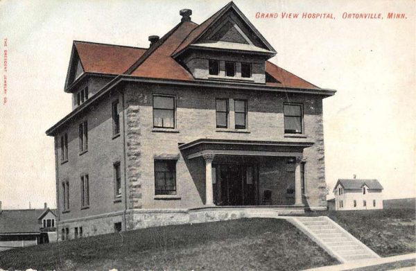 Ortonville Minnesota Grand View Hospital Street View Antique Postcard K104492