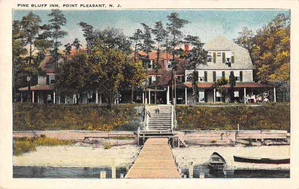 Point Pleasant New Jersey Pine Bluff Inn View from Pier Antique Postcard J79890