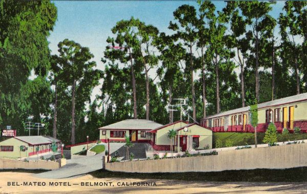 Belmont California Bel Mateo Motel Street View Vintage Postcard K104597