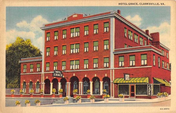 Clarksville Virginia Hotel Grace Street View Antique Postcard K104617