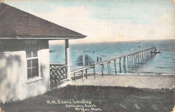 Saltons Fall Beach Massachusetts Prides HMS Landing Antique Postcard K104646