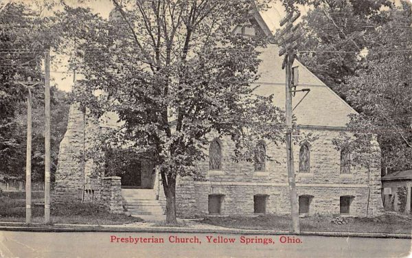 Yellow Springs Ohio Presbyterian Church Street View Antique Postcard K104672