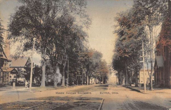 Elyria Ohio Middle Avenue Boulevard Antique Postcard K104679