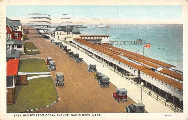 Oak Bluffs Massachusetts Bath Houses Birdseye View Antique Postcard K104757