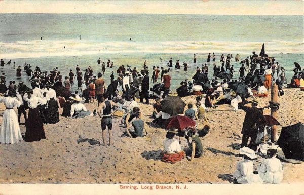 Long Branch New Jersey Bathing Beach Scene Antique Postcard K104790