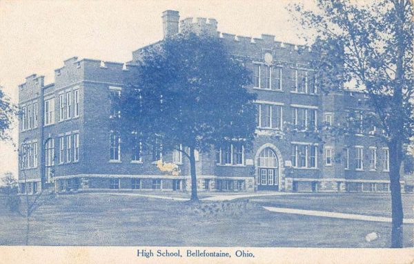 Bellefontaine Ohio High School Street View Antique Postcard K104824