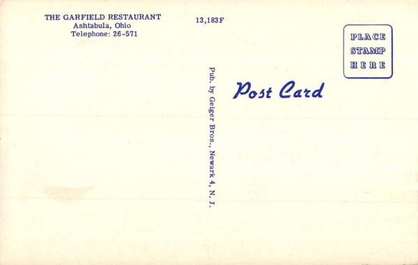 Ashtabula Ohio Garfield Restaurant Street View Antique Postcard K104836 - Image 2