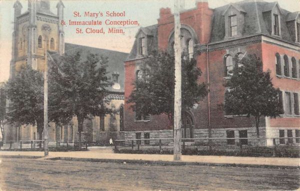 St Cloud Minnesota St Marys School Street View Antique Postcard K104948