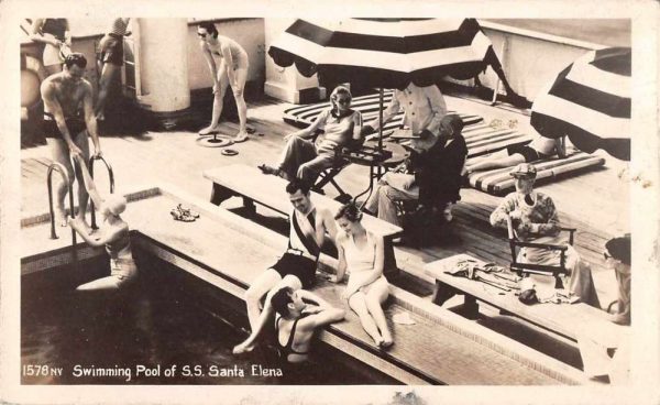 SS Santa Elena Steamship Swimming Pool Real Photo Antique Postcard J80151