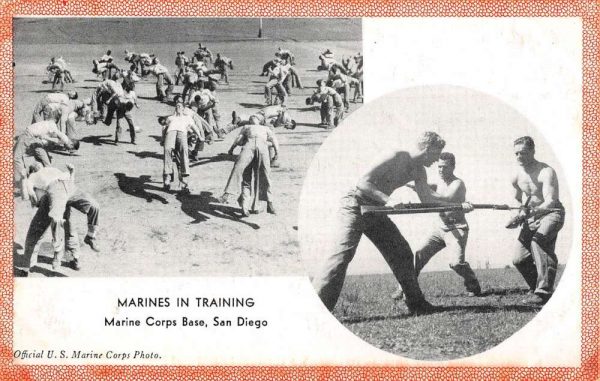 San Diego California Marines In Training Multiview Antique Postcard K105021