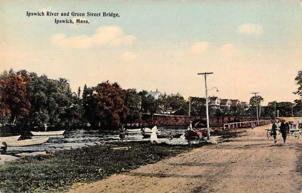 Ipswich Massachusetts Ipswich River Green Street Bridge Vintage Postcard J80250