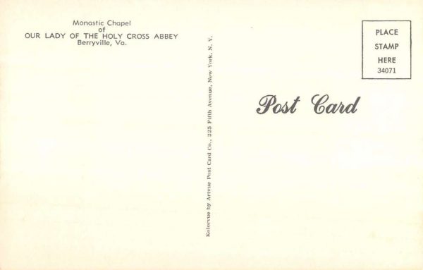 Berryville Virginia Holy Cross Abbey Monastic Chapel Postcard K105175 - Image 2