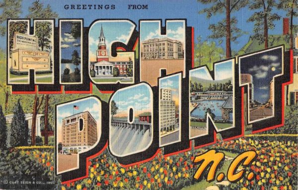 High Point North Carolina Large Letter Linen Antique Postcard K105193