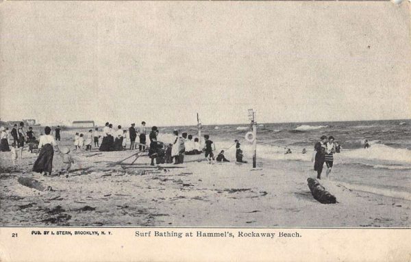 Rockaway Beach New York Surf Bathing At Hammels Antique Postcard K105247