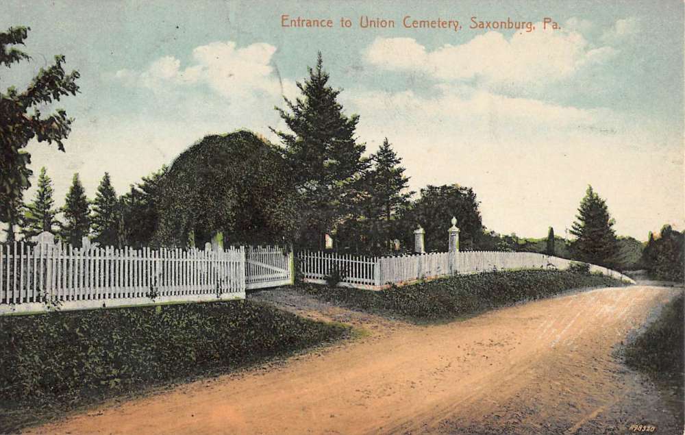 Saxonburg Pennsylvania Union Cemetery Entrance Antique Postcard K105264 