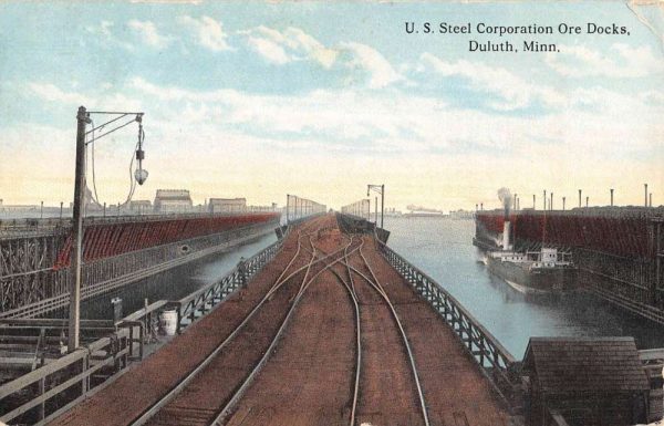 Duluth Minnesota Steel Corp Ore Docks Antique Postcard K105277