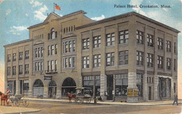 Crookston Minnesota Palace Hotel Street View Antique Postcard K105284